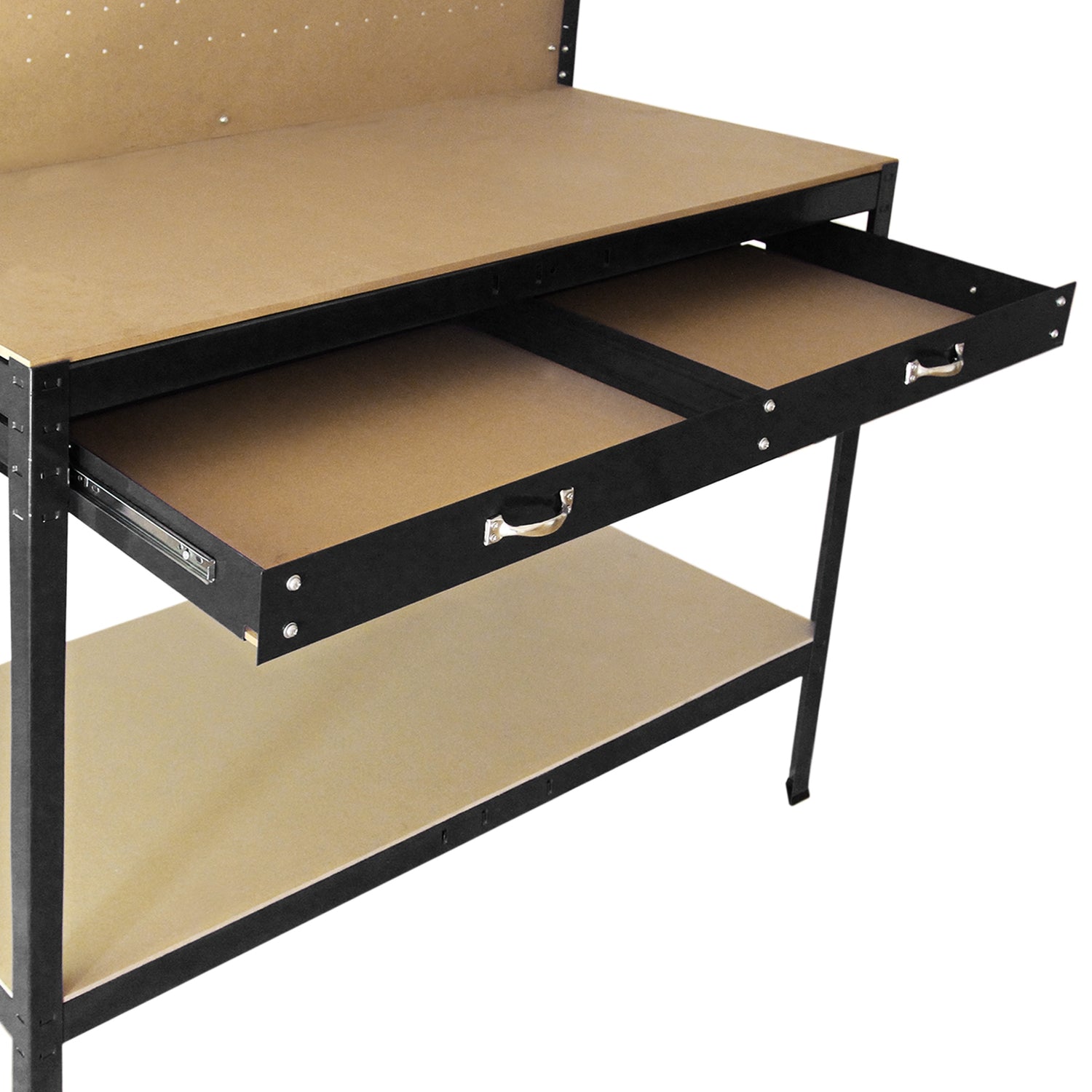 Werkbank met pegboard en lade - Zwart