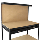 Werkbank met pegboard en lade - Zwart