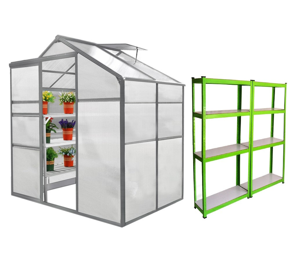 Bundel: Kweekkas zonder basis - 1.8m x 1.2m + 2 Waterbestendige Stellingen