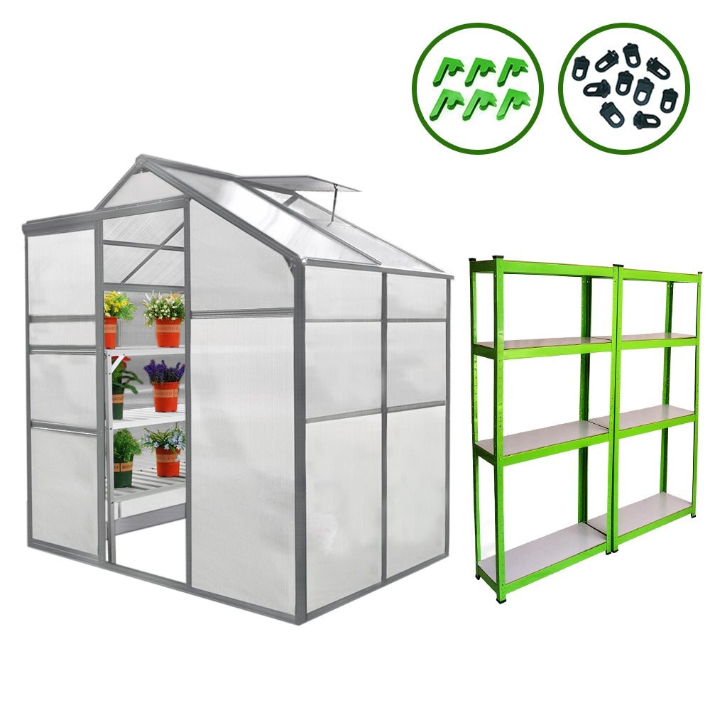 Bundel: Kweekkas zonder basis - 1.8m x 1.2m + 2 Waterbestendige Stellingen