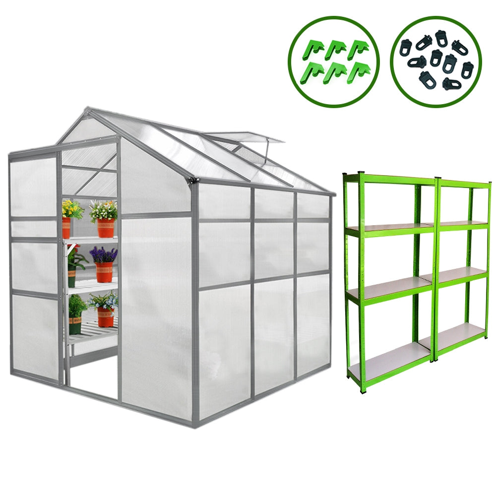 Bundel: Kweekkas zonder basis - 1.8m x 1.8m + 2 Waterbestendige Stellingen