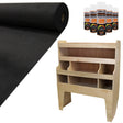 Zwarte bestelwagenbekleding van 11m² met een houten rek voor VW Transporter, ideaal voor een nette en georganiseerde inrichting