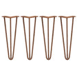 Antiek koperkleurige hairpin tafelpoten met drie staven, 35,5 cm hoog, slank en modern ontwerp voor meubels