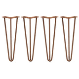 4 x 35.5 cm Hairpin Tafelpoten - Antiek Koper - 3 Ledig - 10 mm