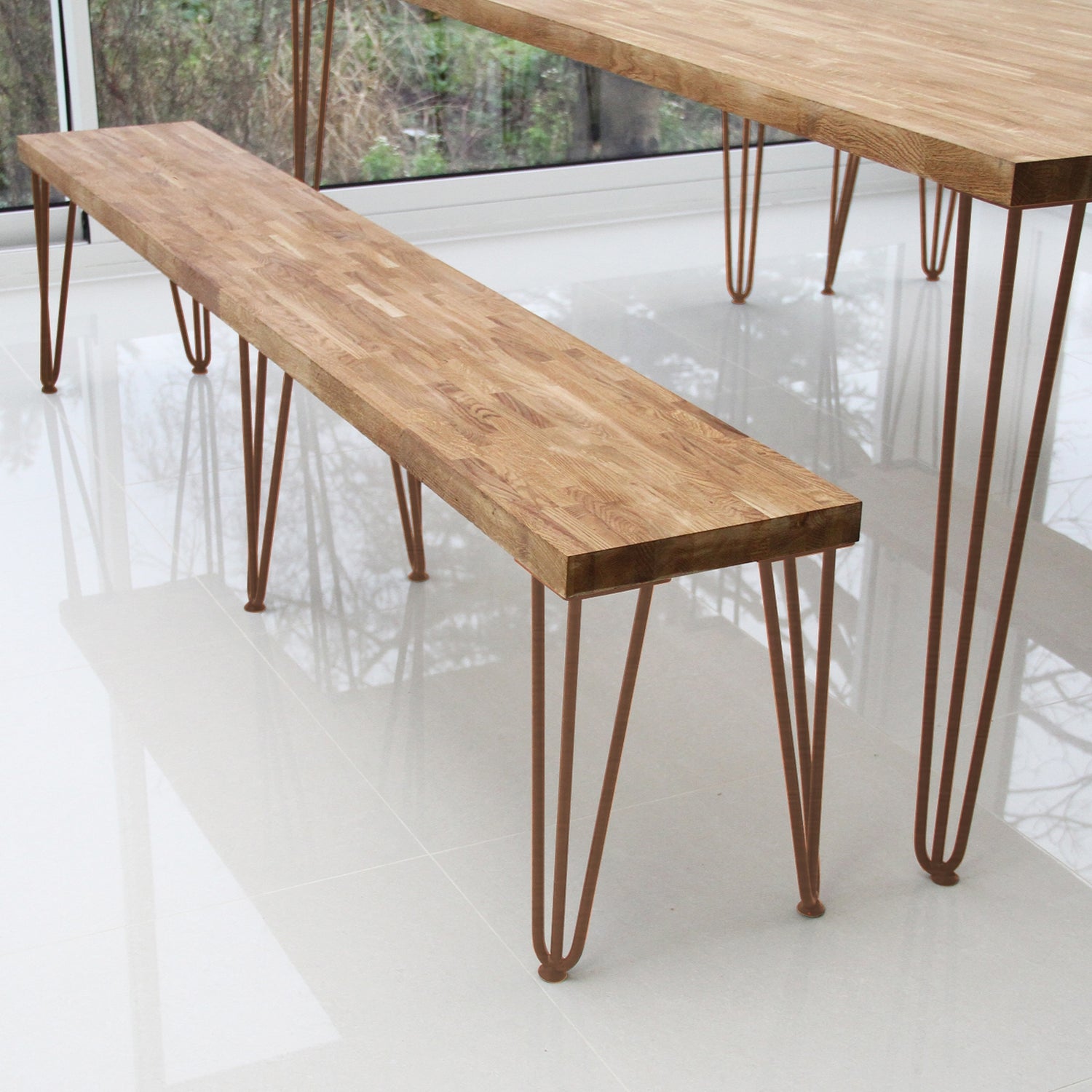 4 x 35.5 cm Hairpin Tafelpoten - Antiek Koper - 3 Ledig - 10 mm