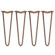 Vier antiek koperkleurige hairpin tafelpoten van 40,6 cm, met een slanke, gebogen vorm en een stevige 12 mm dikte