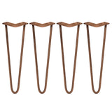 Vier antiek koperkleurige hairpin tafelpoten van 40,6 cm, met een slanke, gebogen vorm en een stevige 12 mm dikte