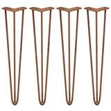 4 x 71 cm Hairpin Tafelpoten - Antiek Koper - 3 Staven - 12 mm