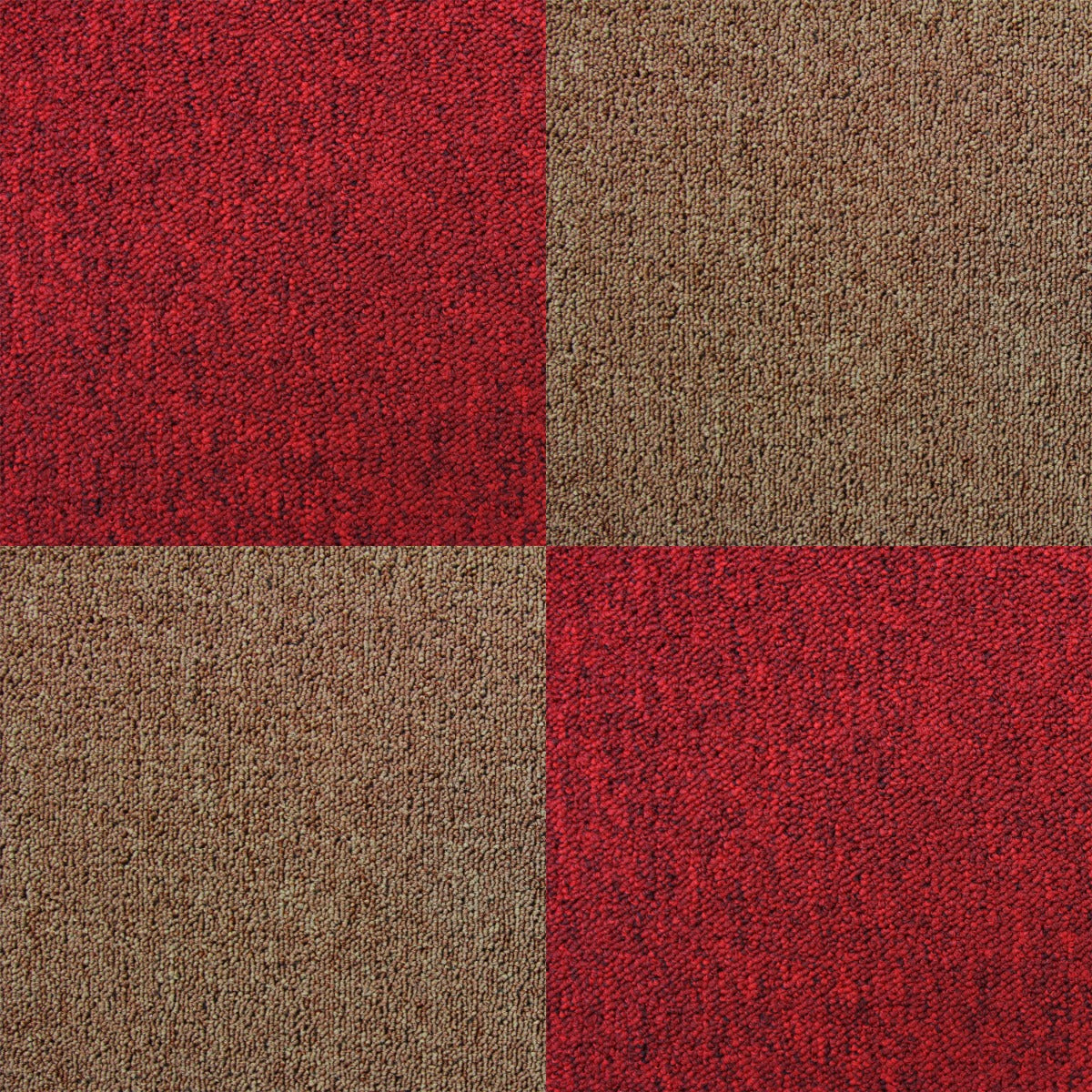 40 x Tapijttegels - Rood en Zand kleur- 50x50cm 10m2