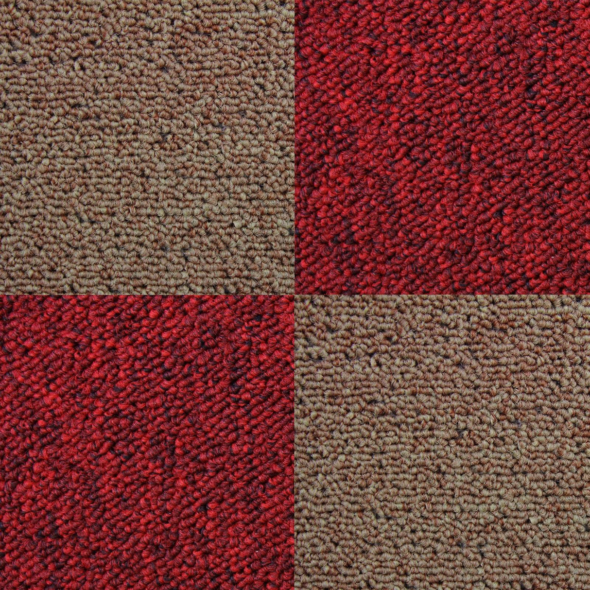 40 x Tapijttegels - Rood en Zand kleur- 50x50cm 10m2