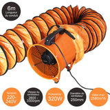 MAXBLAST Professionele Ventilator 320 W 250 Ø + 6 m slang