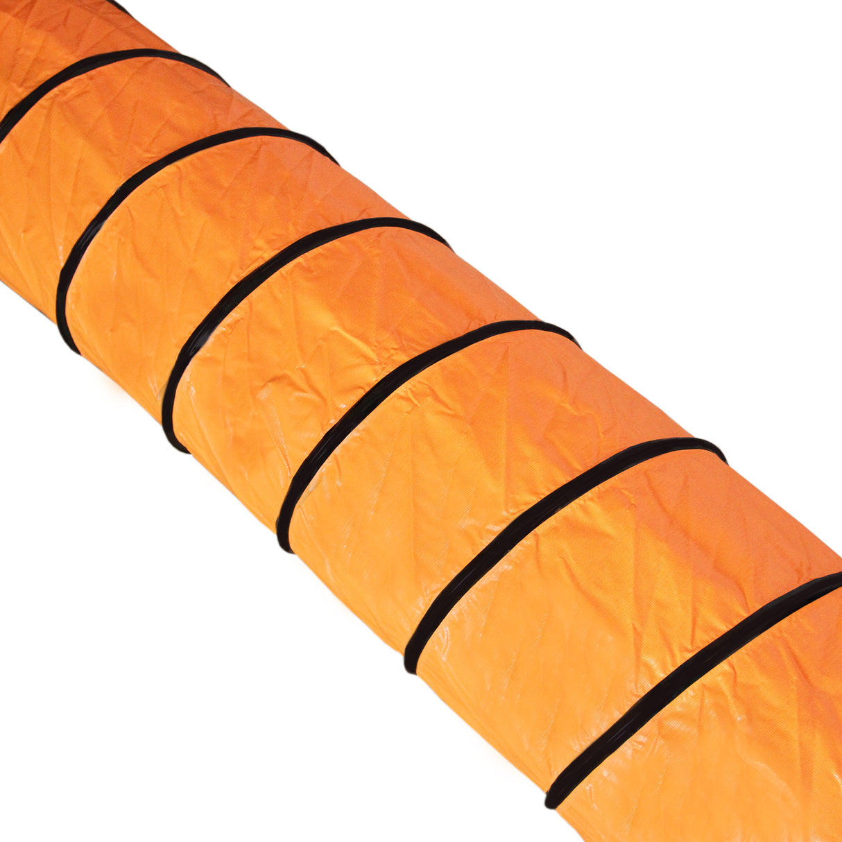 Oranje flexibele slang met zwarte randen, ontworpen voor de MAXBLAST professionele ventilator, ideaal voor luchtcirculatie en ventilatie