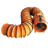 Professionele MAXBLAST ventilator in feloranje met zwarte accenten, inclusief een flexibele 6 meter lange slang voor optimale luchtstroom