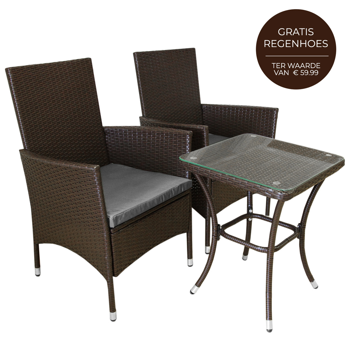 Jardí Rattan Bistroset Bruin