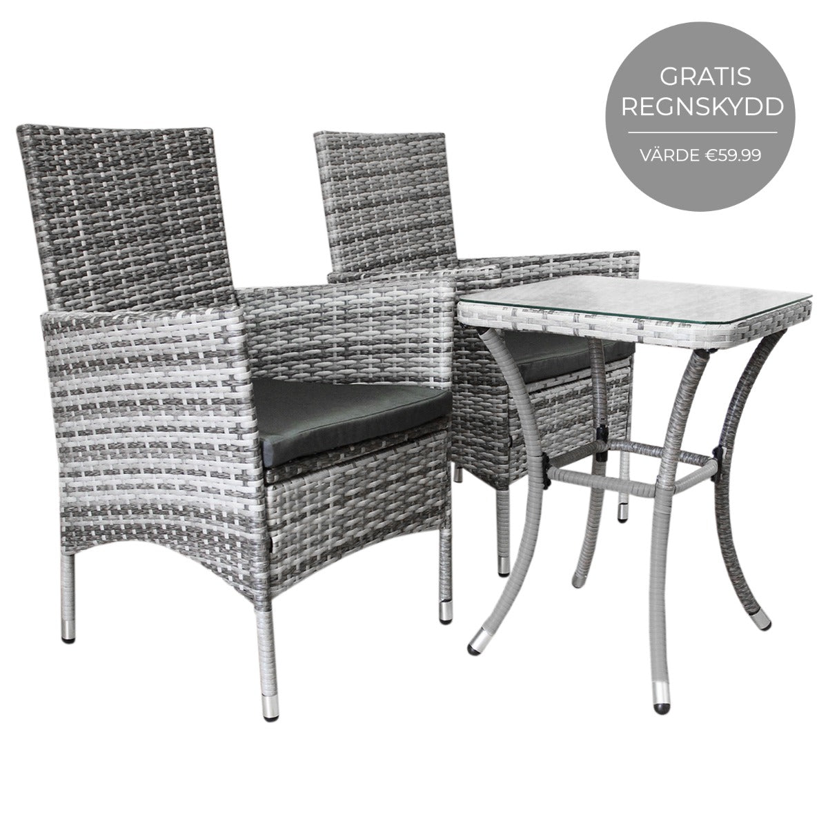 Jardí Bistroset - Licht Grijs - 3-delig