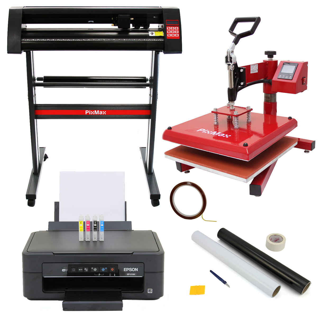 38cm Swing Hittepers, 720mm Vinylsnijder, Inktank-Printer & Weeding Kit