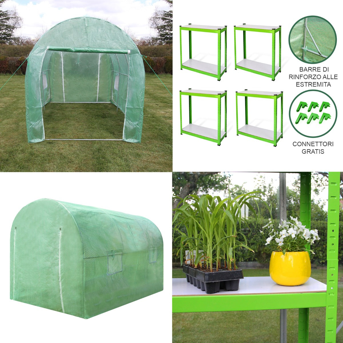 Polytunnel 25mm 4m x 2m met Stellingen