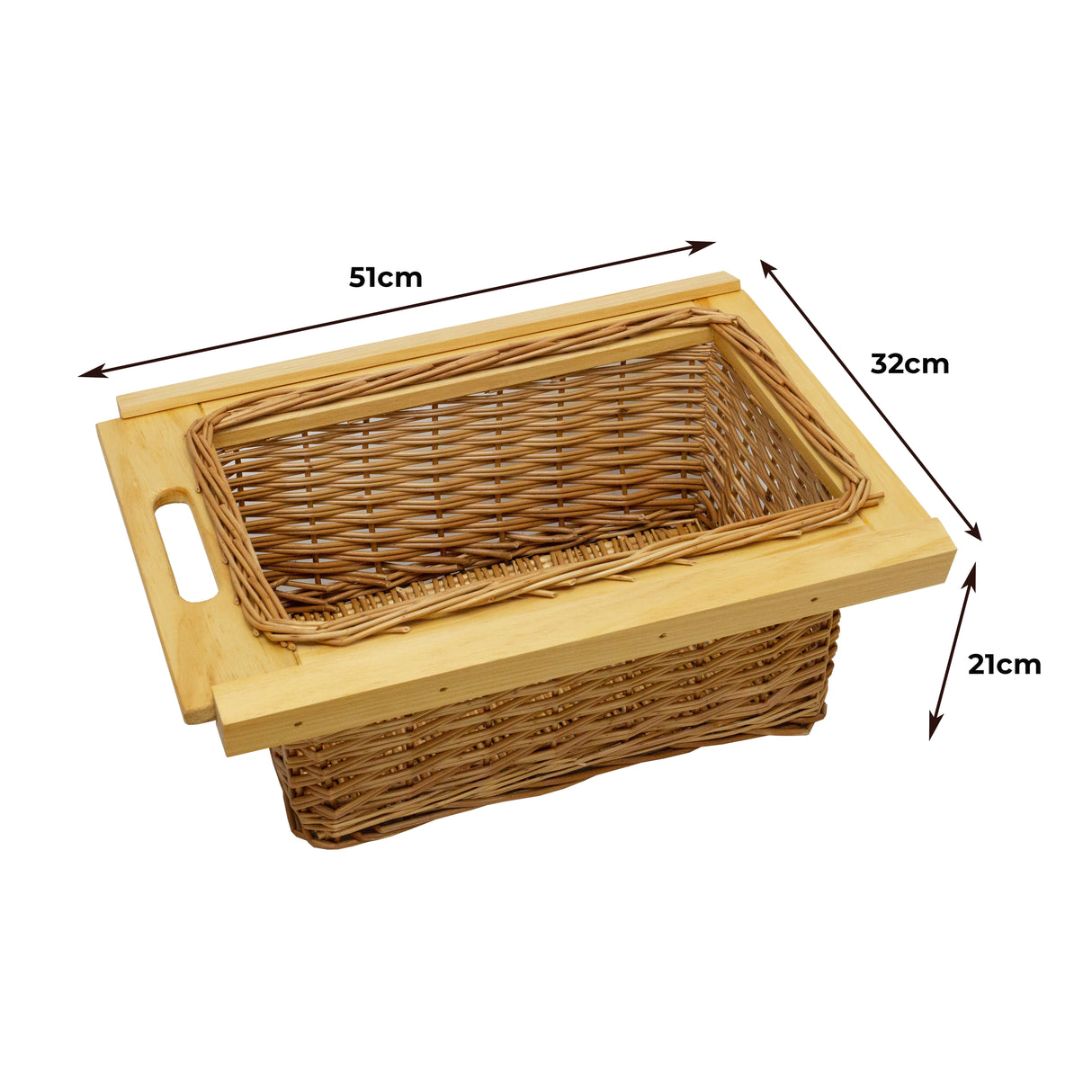 1 x KuKoo Uittrekbare Rieten Mand - 400 mm