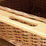 Drie uittrekbare rieten manden met houten handvatten, natuurlijk bruin, ideaal voor opberging en decoratie in huis
