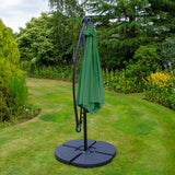 Groene 3 m LED Zweefparasol met Waaiervoet