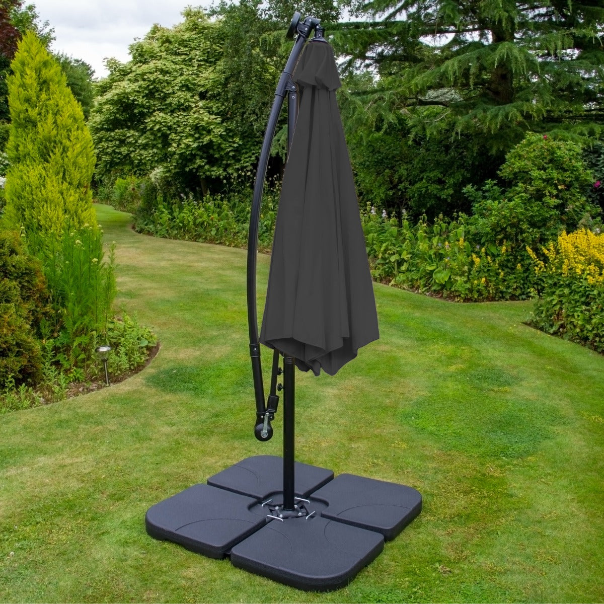 Grijs 3m LED Zweefparasol met een eenvoudige voet