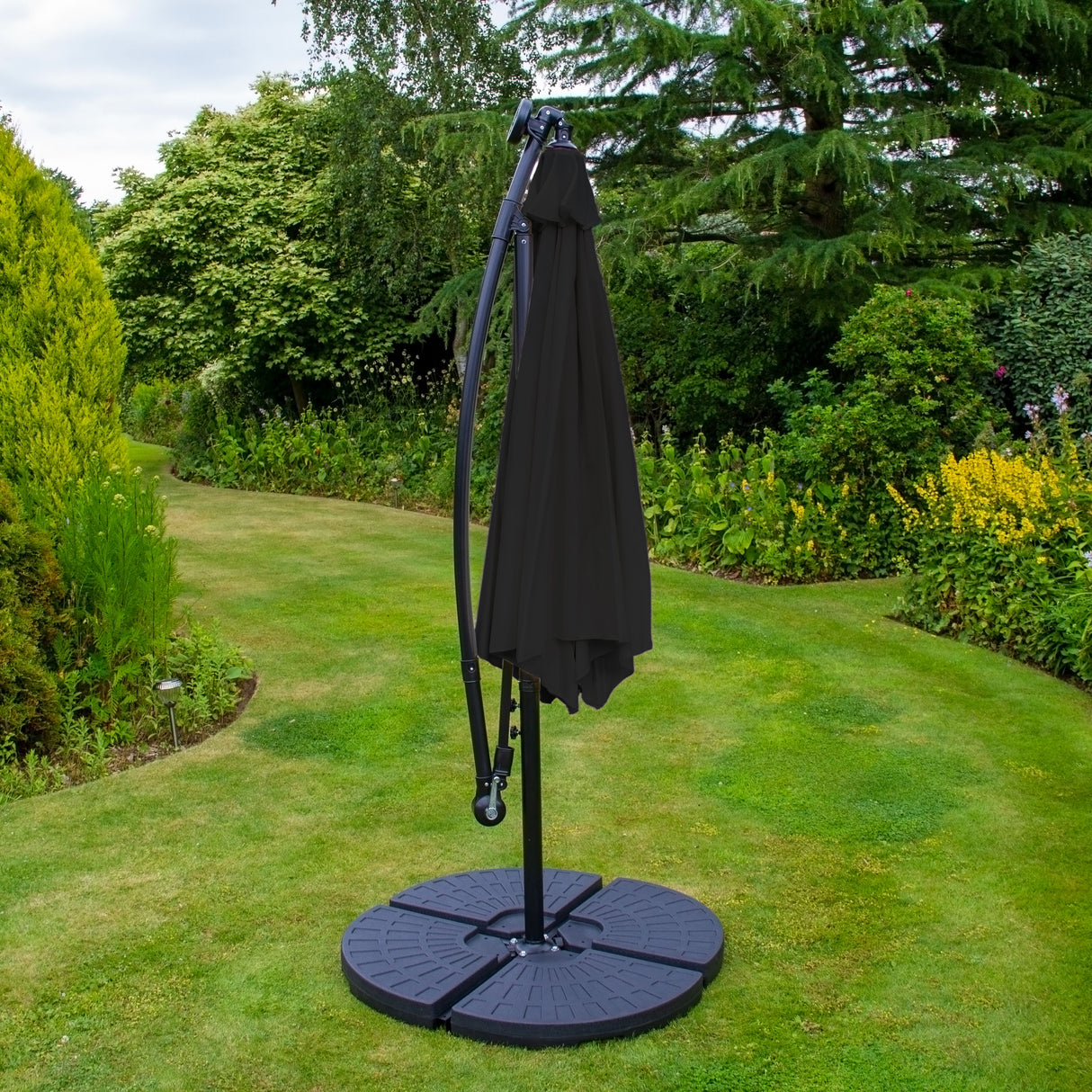 Zwart 3m LED Zweefparasol met Voet