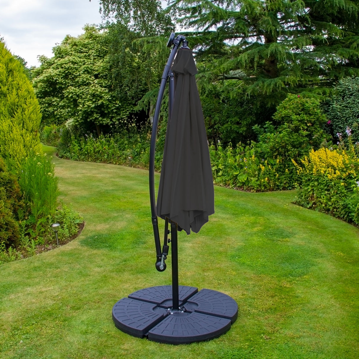 Grijs 3m LED Zweefparasol met Voet