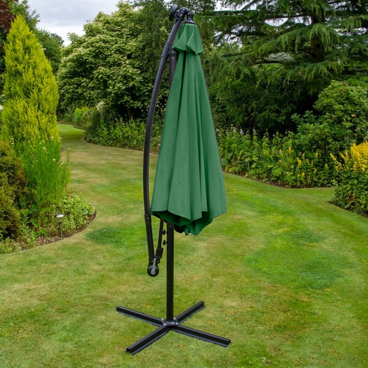 Zweefparasol 3m met LED verlichting - Groen
