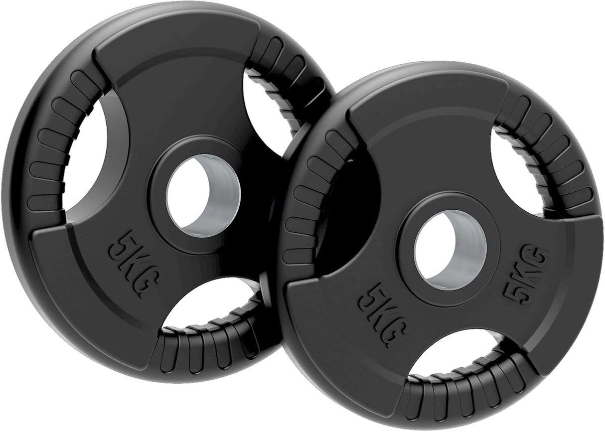 Body Revolution 2 x 5kg Olympische Tri-Grip Rubber Halterschijven - Zwart