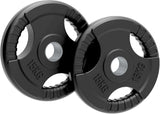 Body Revolution 2 x 15kg Olympische Tri-Grip Rubber Gewichtsschijven - Zwart