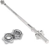 Rechthoekige halterstang van 1,2 m in zilver met spinlock sluitingen, ontworpen voor krachttraining en fitnessoefeningen