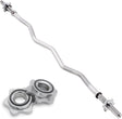Stalen EZ barbell van 1,2 meter met glanzende spinlock sluitingen, ontworpen voor veelzijdige krachttraining en gripcomfort