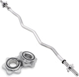 Stalen EZ barbell van 1,2 meter met glanzende spinlock sluitingen, ontworpen voor veelzijdige krachttraining en gripcomfort