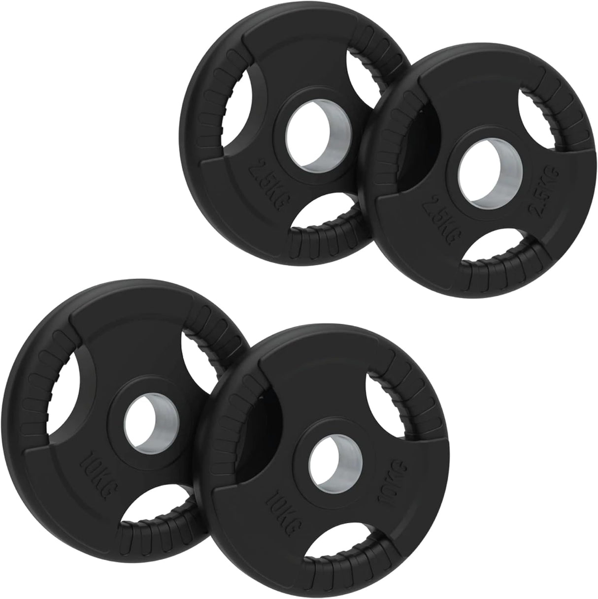 Body Revolution 2 x 2,5kg & 2 x 10kg 25kg Olympische Tri-Grip Rubber Gewichtenschijven - Zwart