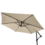Beige 3m LED Zweefparasol met een eenvoudige voet