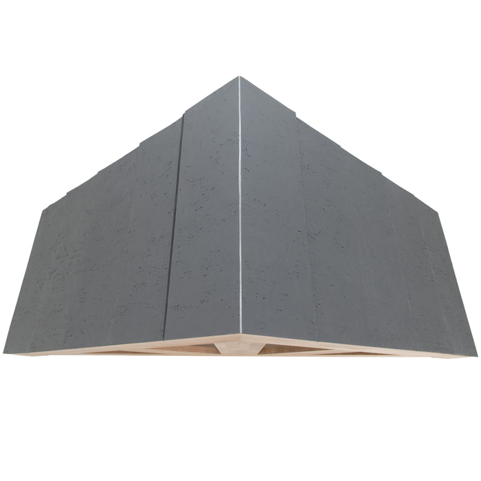 Grijze betonnen wandpaneel met een strakke, moderne afwerking en een natuurlijke houtlook aan de onderzijde, perfect voor interieurdecoratie