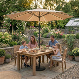 LED Kantelbare Stokparasol 2.7 m met Parasolvoet - Beige