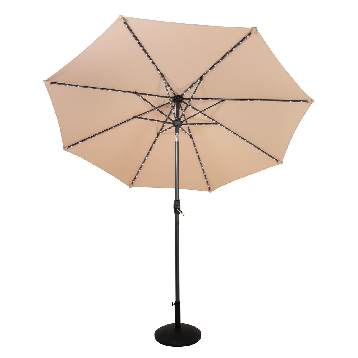 LED Kantelbare Stokparasol 2.7 m met Parasolvoet - Beige