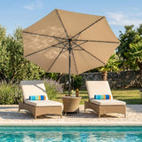 LED Kantelbare Stokparasol 2.7 m met Parasolvoet - Beige