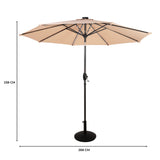 LED Kantelbare Stokparasol 2.7 m met Parasolvoet - Beige