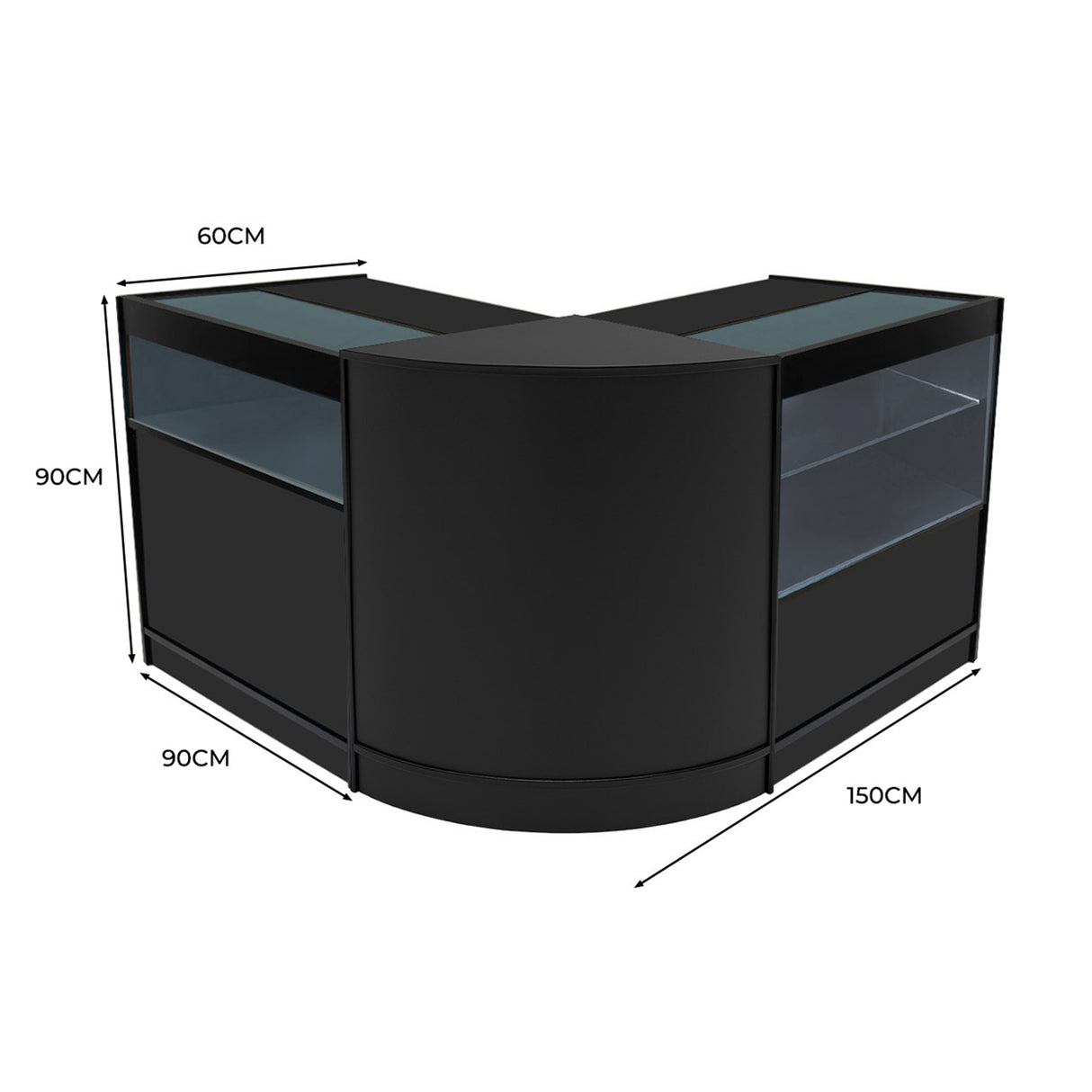 Adonis LED Winkel Toonbank Set B900, C900 & CM60 - Zwart