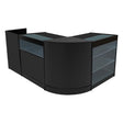 Zwarte Polaris LED toonbankset met glazen planken, moderne afwerking en strakke lijnen, ideaal voor winkels en showrooms