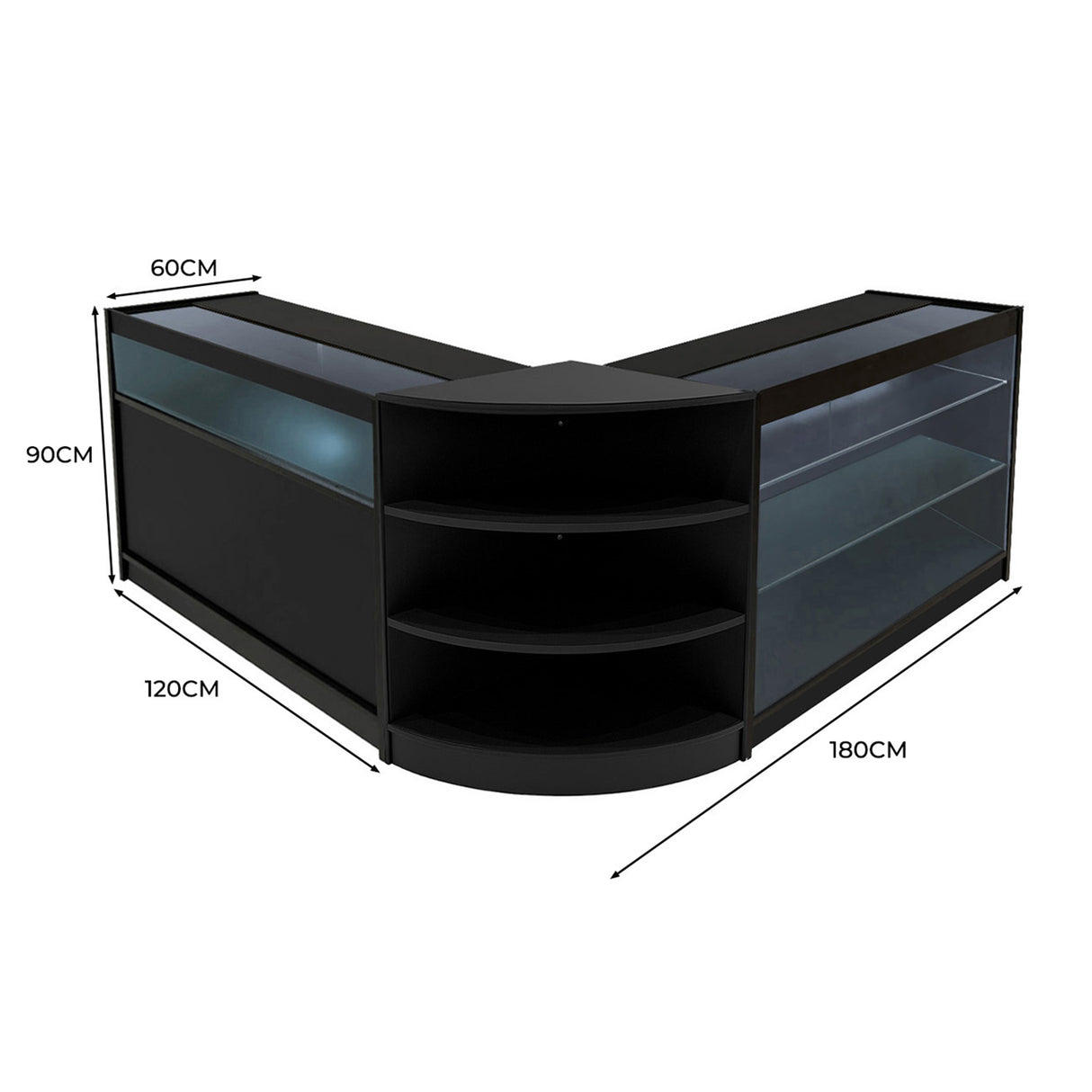 Calliope LED Winkel Toonbank Set K1200, C1200 & LM60 - Zwart