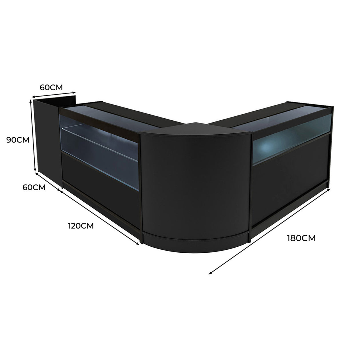 Gravity LED Winkel Toonbank Set B1200, C1200, TB60 & CM60 - Zwart