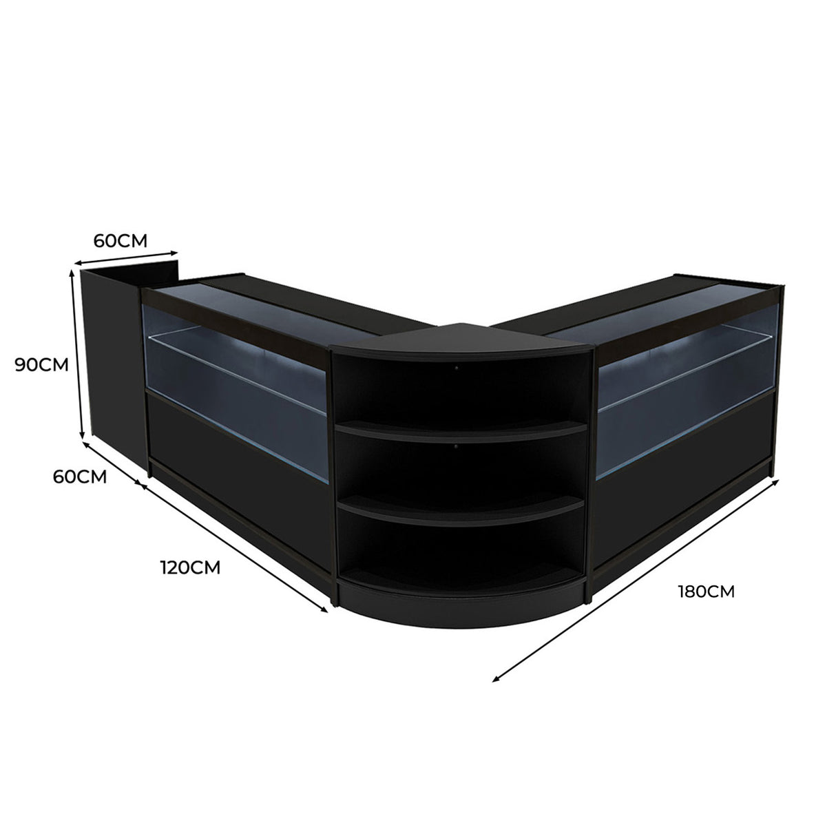 Eclipse LED Winkel Toonbank Set LM60, TB60 & 2 x C1200 - Zwart