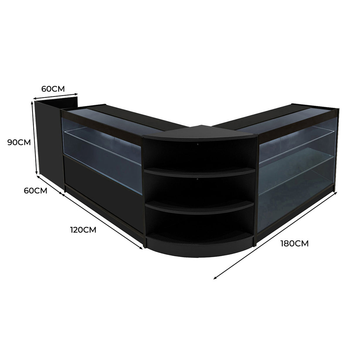 Theia LED Winkel Toonbank Set K1200, C1200, TB60 & LM60 - Zwart