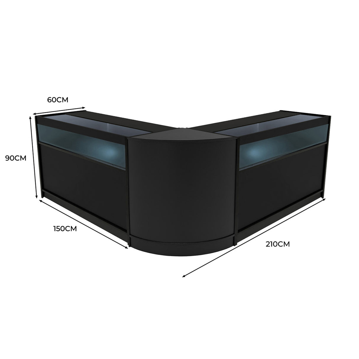 Iris LED Winkel Toonbank Set CM60 & 2 x B1500 - Zwart