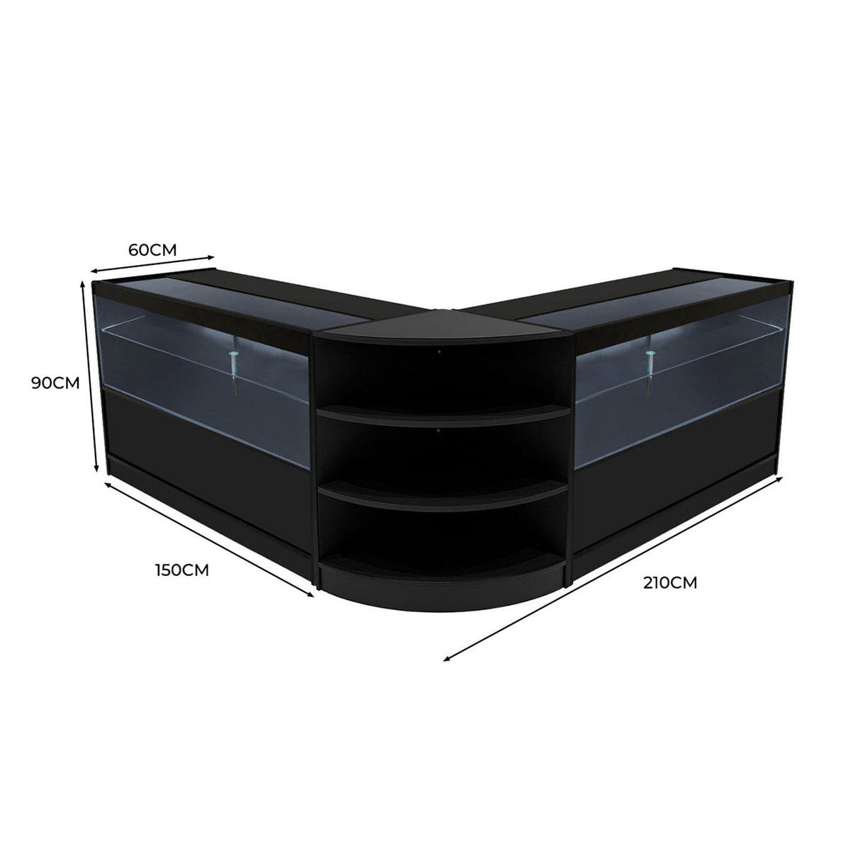 Andromeda LED Winkel Toonbank Set LM60 & 2 x C1500 - Zwart