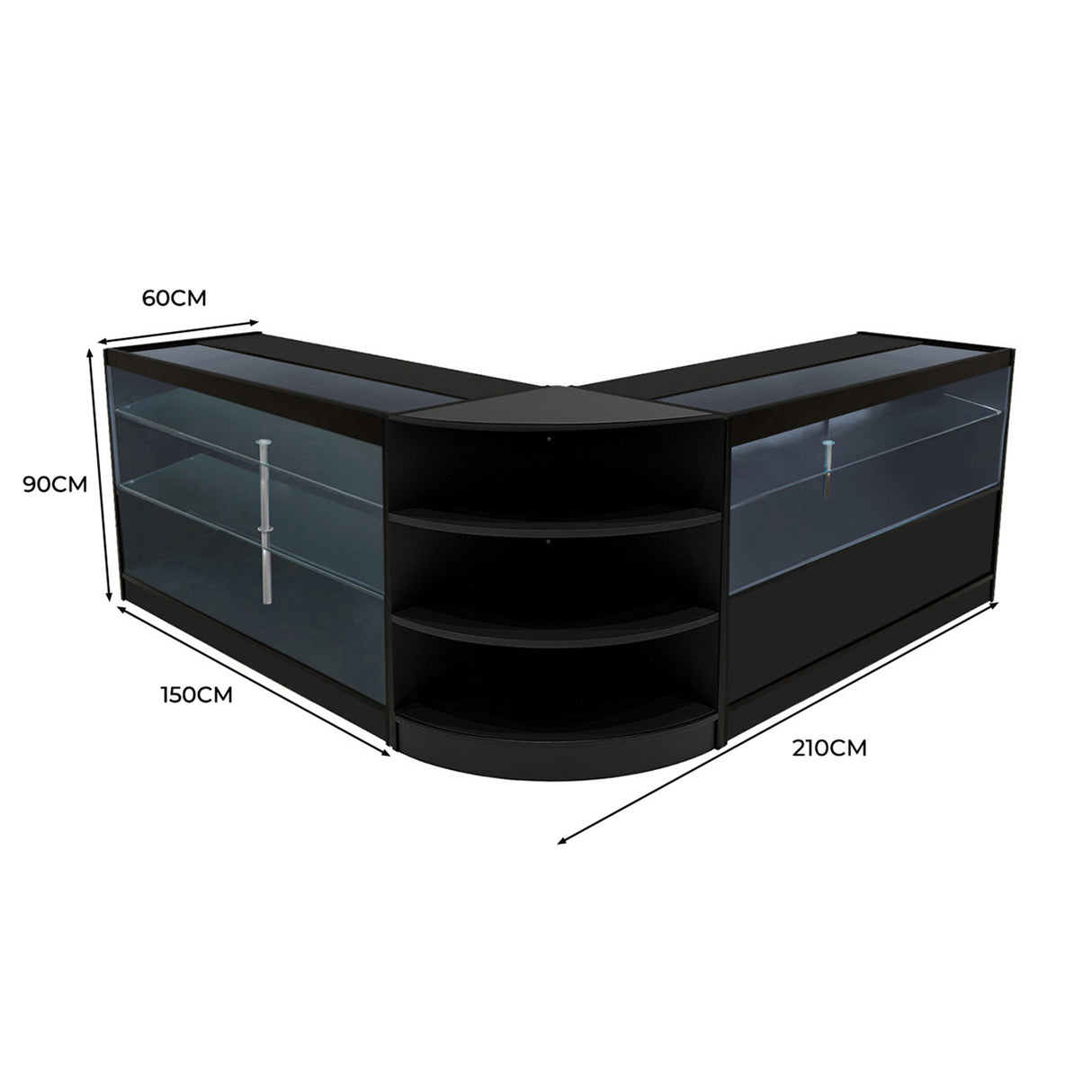 Calliope LED Winkel Toonbank Set K1500, C1500 & LM60  - Zwart