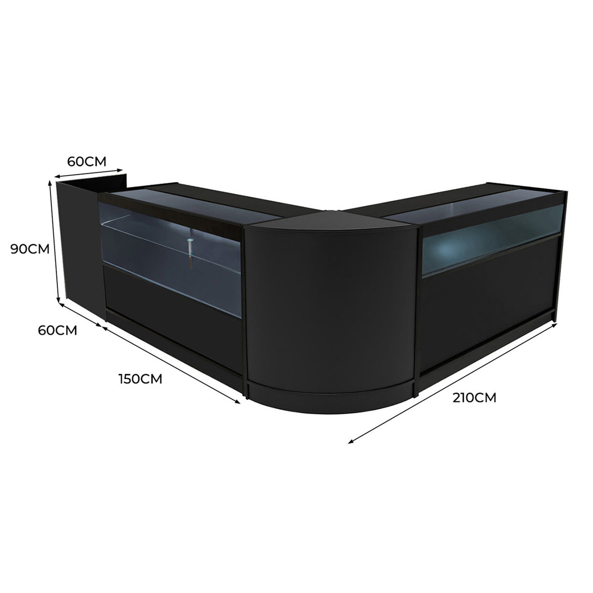 Gravity LED Winkel Toonbank Set B1500, C1500, TB60 & CM60 - Zwart